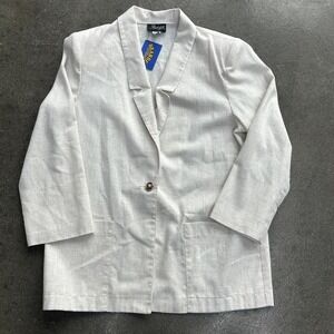 Vintage 90s Radcliffe White Linen Women's Size 12 Gold Button Blazer